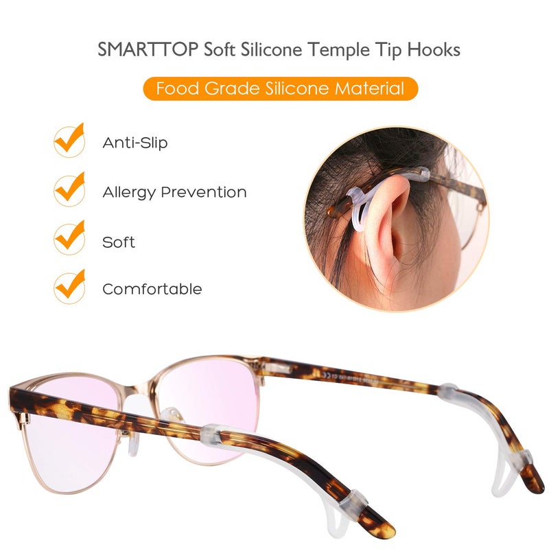 SMARTTOP Eyeglasses Ear Grips Sleeve-Upgrade anti-slip Silicone Eyeglasses Temple Tips Sleeve Retainer-Sleeve with Hook design-Soft and comfort Glasses Ear hooks 6Pairs (WHITE) - Image 5
